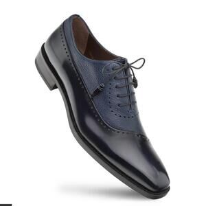 NEW MEZLAN men's postdam leather oxford in blue